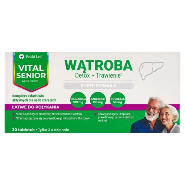 Vital Senior, Wątroba Detox + Trawienie, 30 tabletek