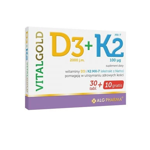 VitalGold D3 2000 j.m. + K2 100mcg, 40 tabletek
