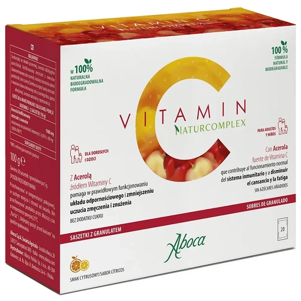 [DATA - 2026-12-31] Vitamin C Naturcomplex, proszek, smak cytrusowy, dla dorosłych i dzieci po 4 roku życia, 20 saszetek