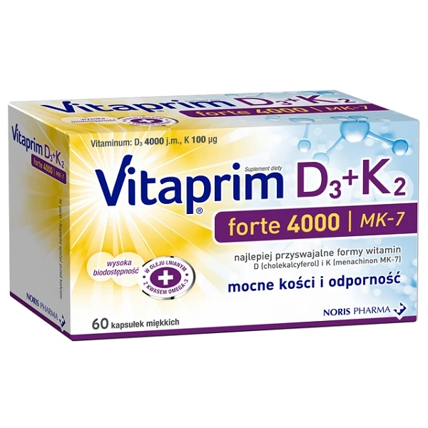 Vitaprim D3 Forte 4000 + K2 MK-7, 60 kapsułek