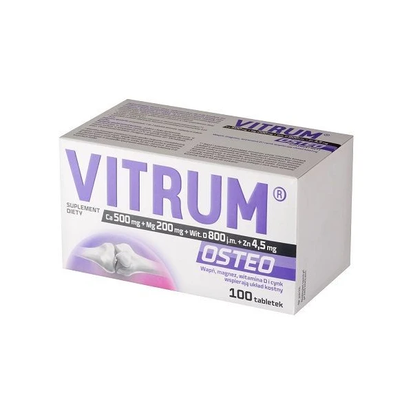 Vitrum Osteo, wapń + magnez + witamina D + cynk, 100 tabletek