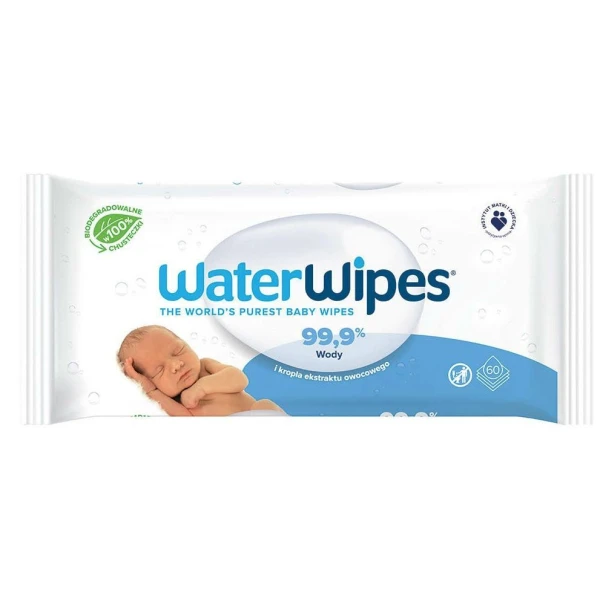 WaterWipes, chusteczki nawilżane dla niemowląt, original, 60 sztuk