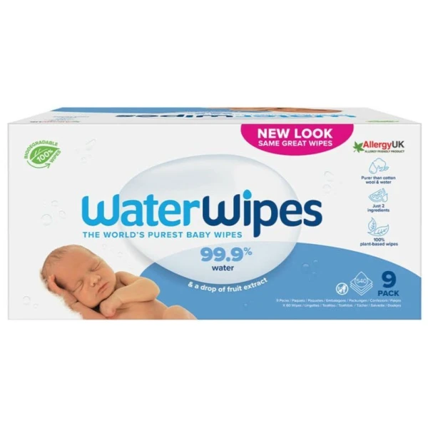 WaterWipes, chusteczki nawilżane dla niemowląt, original, 9x60 sztuk