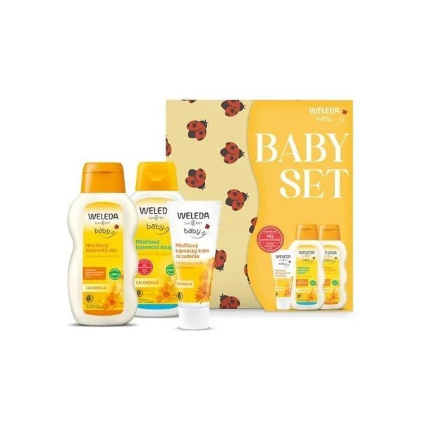 Weleda Baby, Calendula, krem przeciw odparzeniom, 75ml + olejek do ciała, 200ml + krem do kąpieli, 200ml