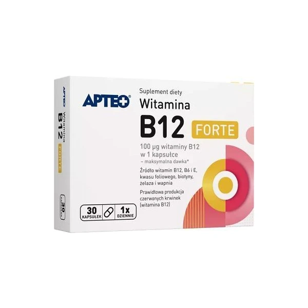 Witamina B12 Forte, Apteo, 30 kapsułek