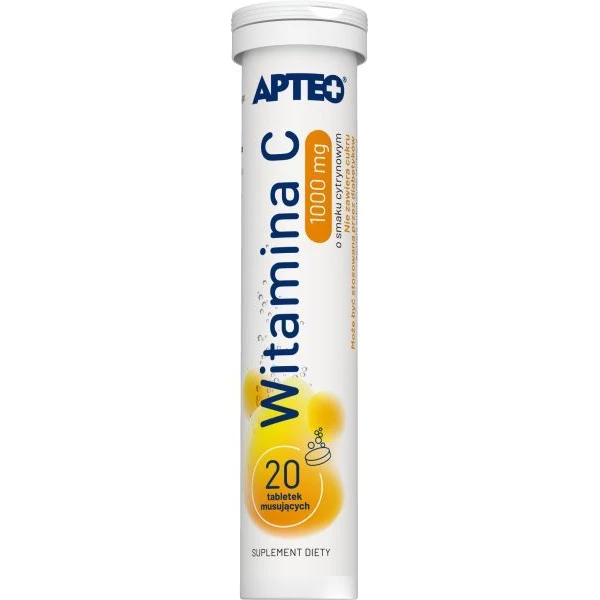 Witamina C 1000mg, Apteo, smak cytrynowy, 20 tabletek musujących