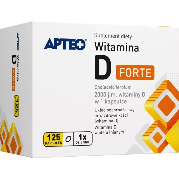 Witamina D Forte 2000 j.m. Apteo, 125 kapsułek