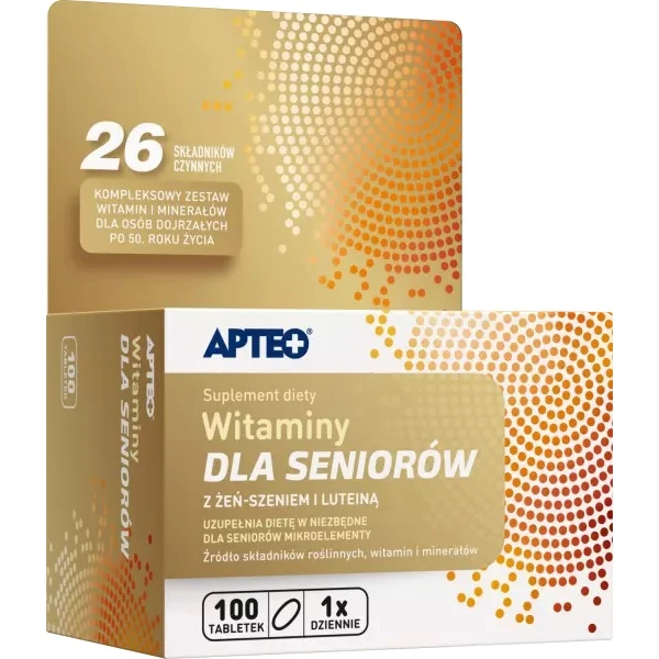 Witaminy dla seniorów z żeń-szeniem i luteiną Apteo, 100 tabletek