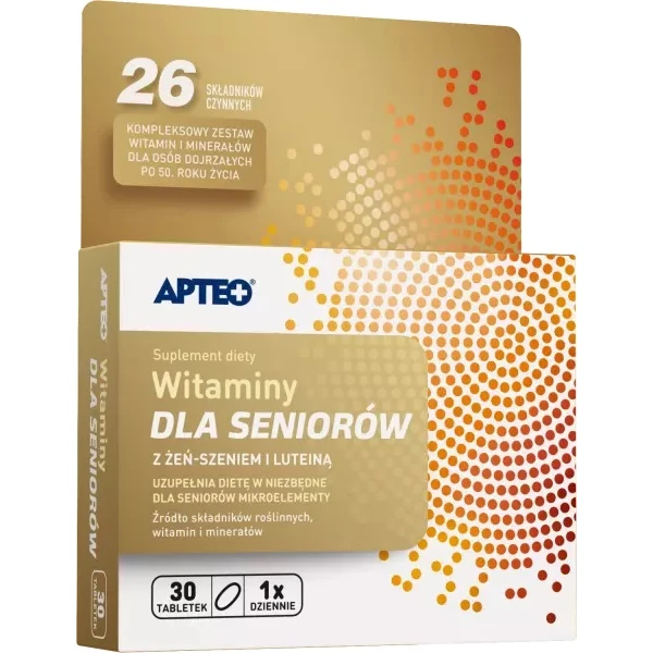 Witaminy dla seniorów z żeń-szeniem i luteiną Apteo, 30 tabletek