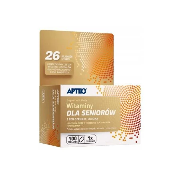Witaminy dla seniorów z żeń-szeniem i luteiną Apteo, 100 tabletek