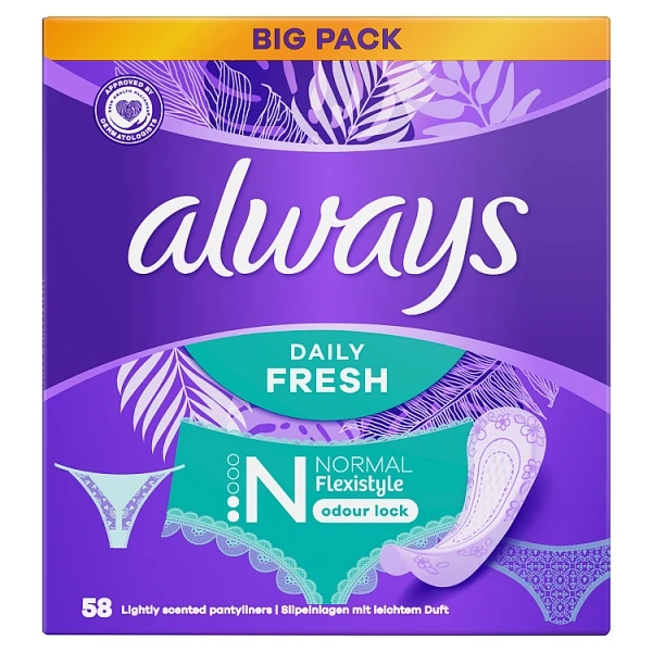 Always Daily Flexistyle Normal Fresh, wkładki higieniczne, 58 sztuk