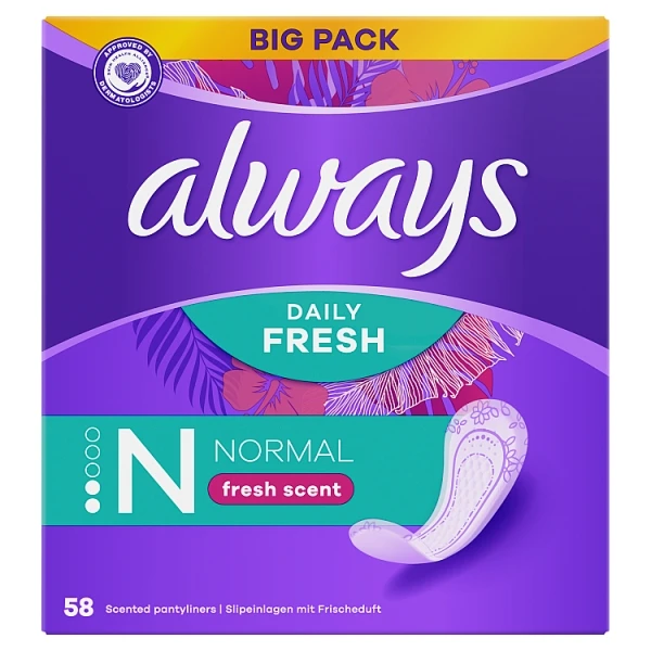 Always Daily Fresh Normal, wkładki higieniczne, 58 sztuk