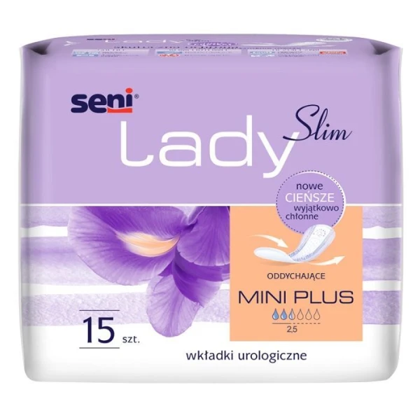 Wkładki urologiczne Seni Lady Slim Mini Plus, chłonność 2,5/6, 15 sztuk