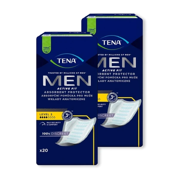 Wkłady anatomiczne Tena Men Active Fit, Level 2, chłonność 4/8, 20 sztuk 2x