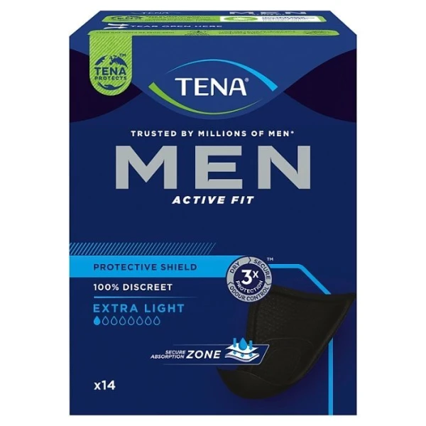 Wkłady anatomiczne Tena Men Extra Light, chłonność 1/8, 14 sztuk