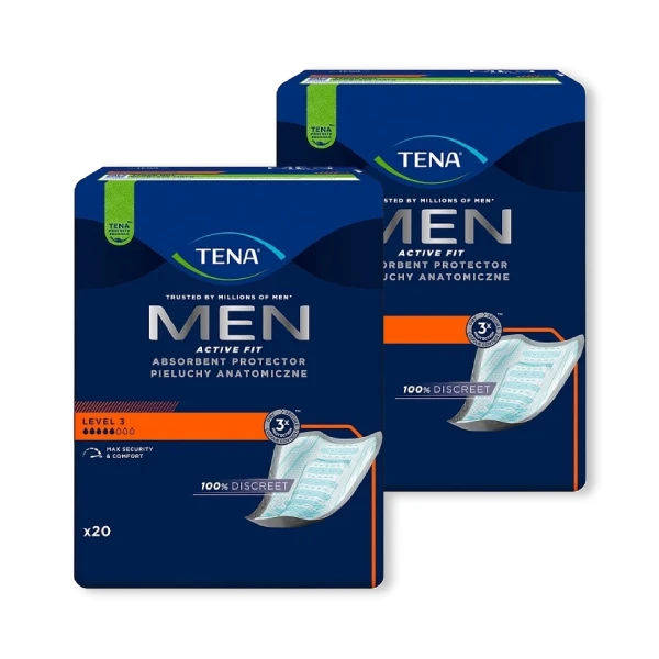 Wkłady anatomiczne Tena Men, Level 3, chłonność 5/8, 20 sztuk 2x