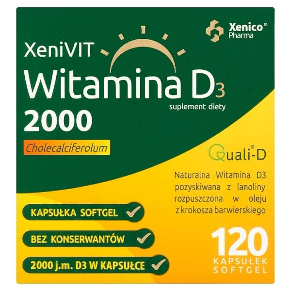 XeniVIT Witamina D3 2000 j.m., 120 kapsułek