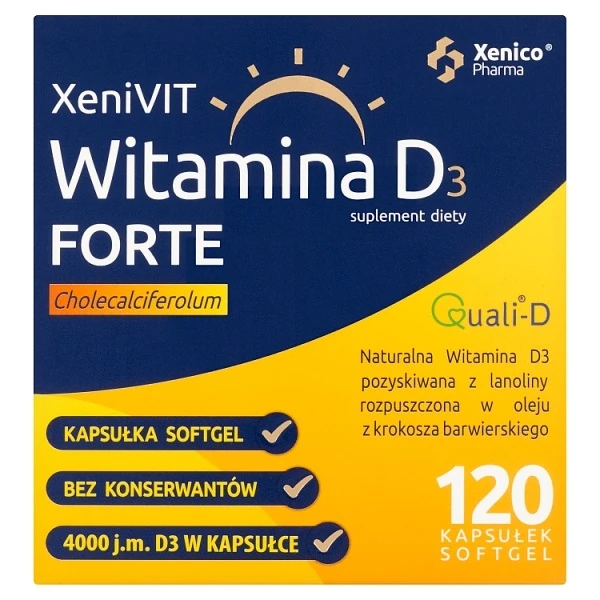 XeniVIT Witamina D3 Forte 4000 j.m., 120 kapsułek