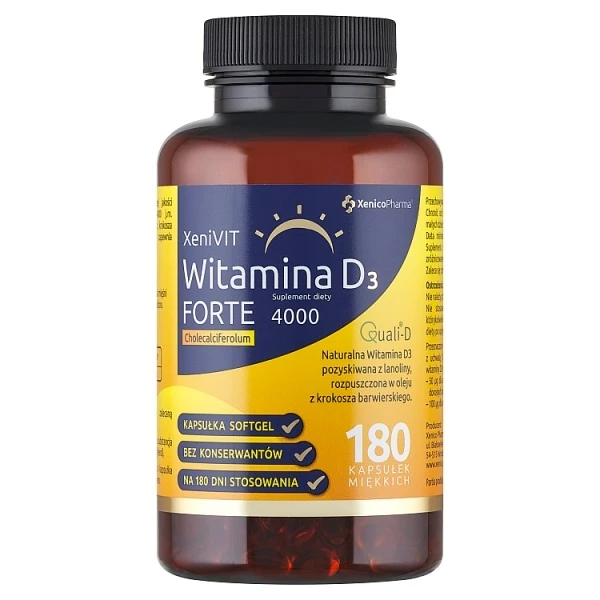 XeniVIT Witamina D3 Forte 4000 j.m., 180 kapsułek