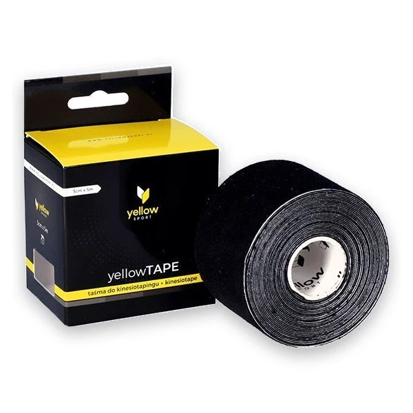 Yellow Sport, taśma do kinesiotapingu, 5cmx5m, czarna, 1 sztuka