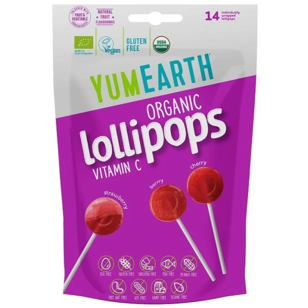 YumEarth, lizaki owocowe z witaminą C, mix smaków, 14 sztuk