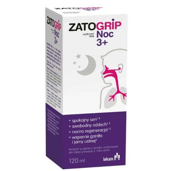 Zatogrip Noc 3+, syrop dla dzieci, smak malinowy, 120ml