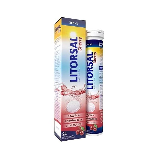 Zdrovit Litorsal Cherry, smak wiśniowy, 24 tabletki musujące