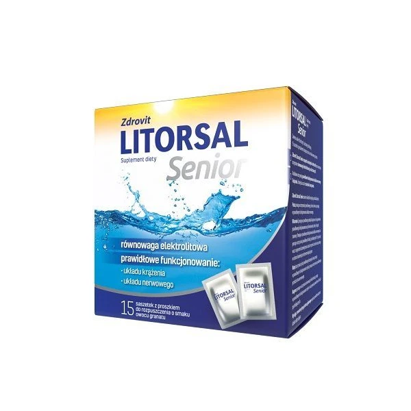 Zdrovit Litorsal Senior, proszek do rozpuszczenia, smak owocu granatu, 15 saszetek