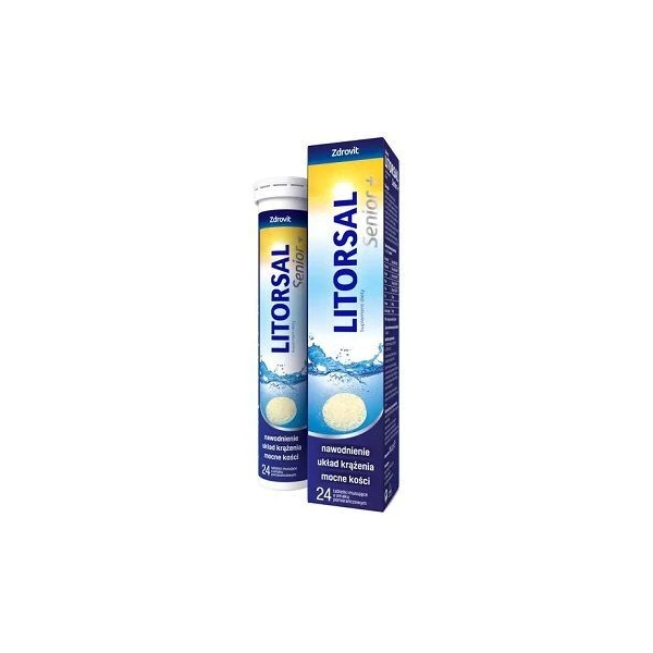 Zdrovit Litorsal Senior+, smak pomarańczowy, 24 tabletki musujące