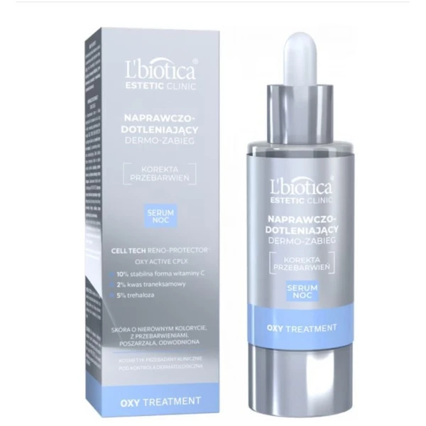 ZESTAW L'Biotica Estetic Clinic, OXY, dotleniające serum na noc, 30ml + maska w prezencie
