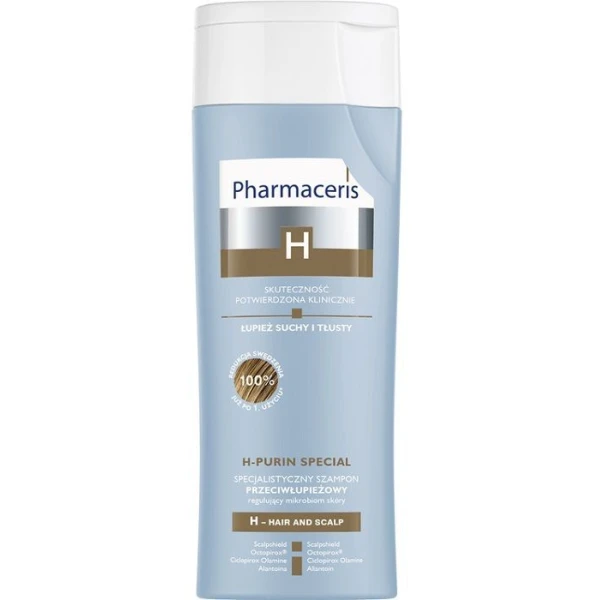 ZESTAW Pharmaceris H, H-Purin Special, specjalistyczny szampon przeciwłupieżowy, regulujący mikrobiom skóry, 250ml + peeling, 10ml