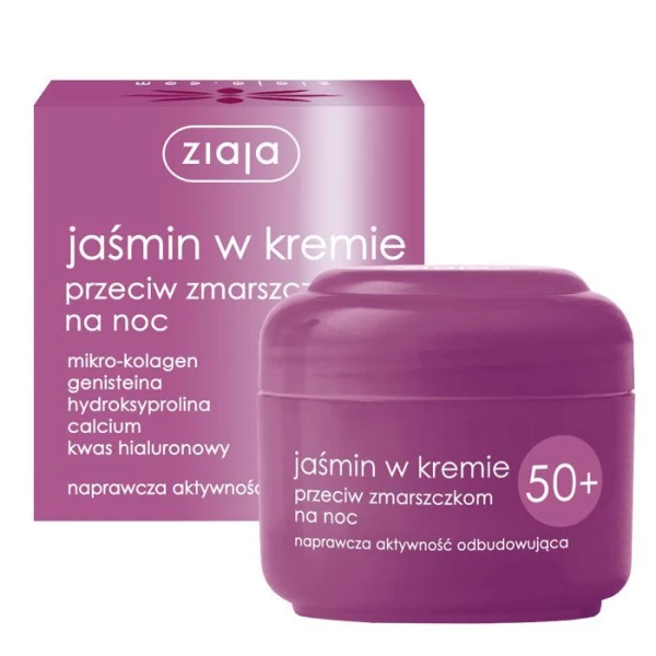 Ziaja Jaśmin 50+, krem na noc przeciw zmarszczkom, 50ml