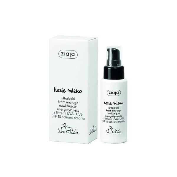 Ziaja Kozie Mleko, ultralekki krem anti-age SPF 15, nawilżająco-energetyzujący, 50ml