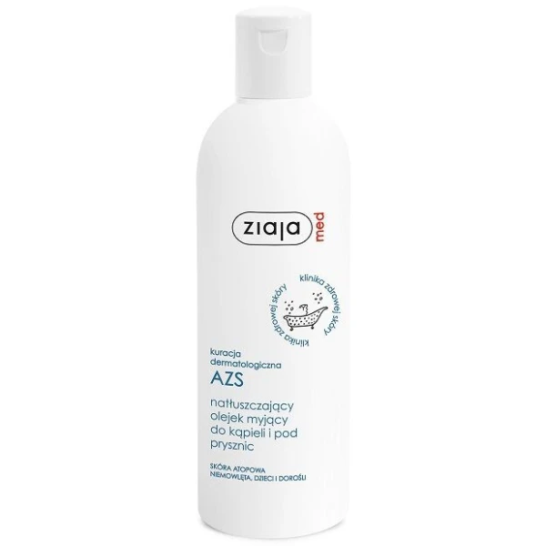 Ziaja Med Kuracja Dermatologiczna AZS, natłuszczający olejek myjący do kąpieli i pod prysznic, 270ml