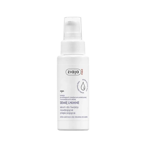 Ziaja Med Siemię Lniane, serum do twarzy nawilżająco-zmiękczające, skóra łuszcząca się i skłonna do alergii, 50ml