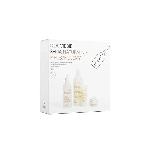 Ziaja Naturalnie Pielęgnujemy, krem do twarzy, 50ml + serum, 30ml + tonik do twarzy, 200ml + żel pod prysznic, 400ml, zestaw