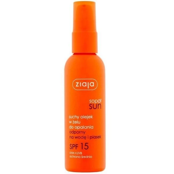 Ziaja Sopot Sun, suchy olejek w żelu do opalania SPF15, spray wodoodporny, 90ml