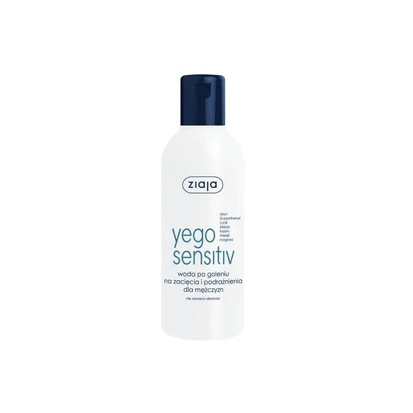 Ziaja Yego Sensitiv, woda po goleniu na zacięcia i podrażnienia dla mężczyzn, 200ml