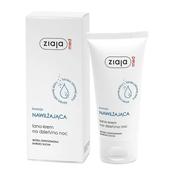 ZiajaMed, kuracja nawilżająca, lano-krem na dzień i na noc, skóra odwodniona i bardzo sucha, 50ml