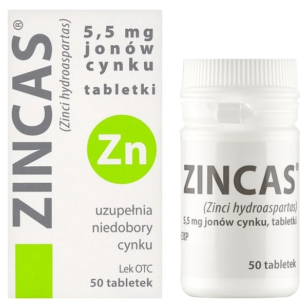 Zincas, 5,5mg jonów cynku, 50 tabletek