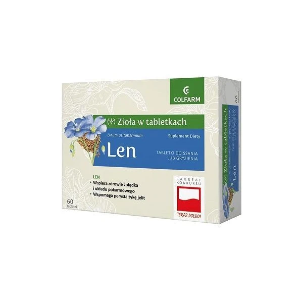 Zioła w tabletkach, Len, 60 tabletek do ssania