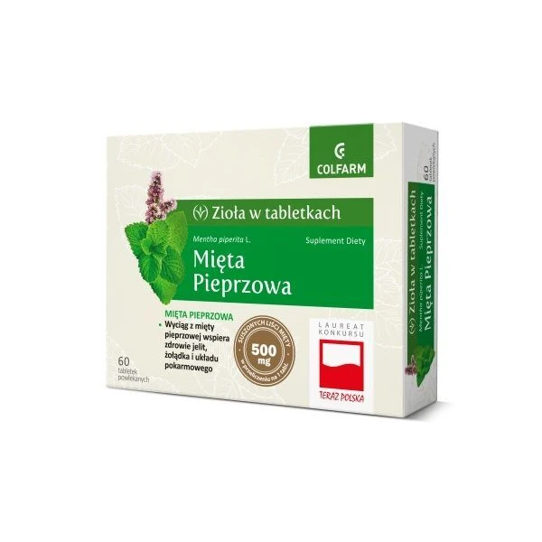 Zioła w tabletkach, Mięta pieprzowa, 60 tabletek